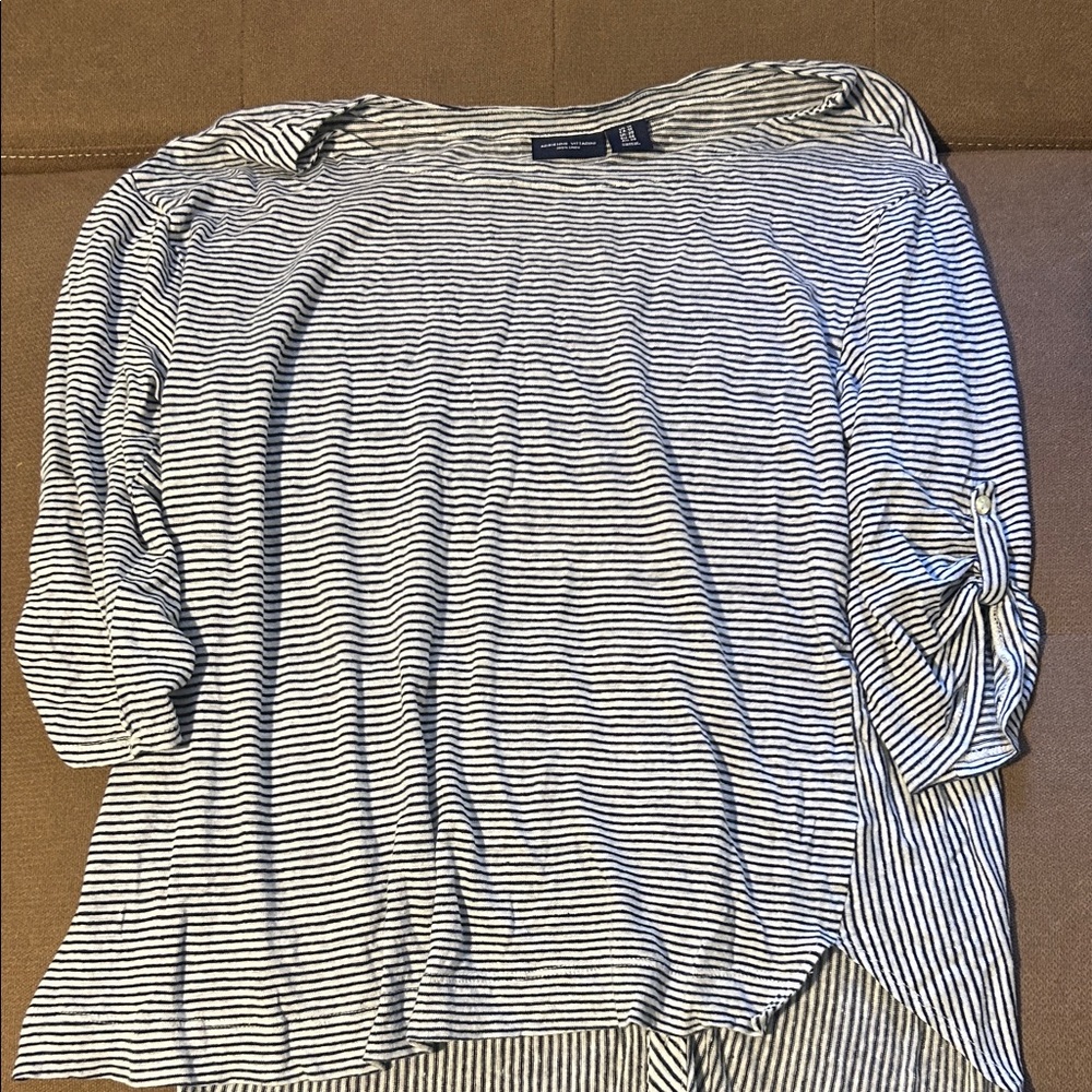 Striped Blue and White Linen Top